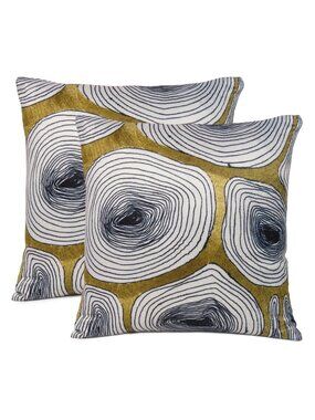 Oussum Accent Pillow Cover Cotton Abstract Cushion Cover Square Set of 2